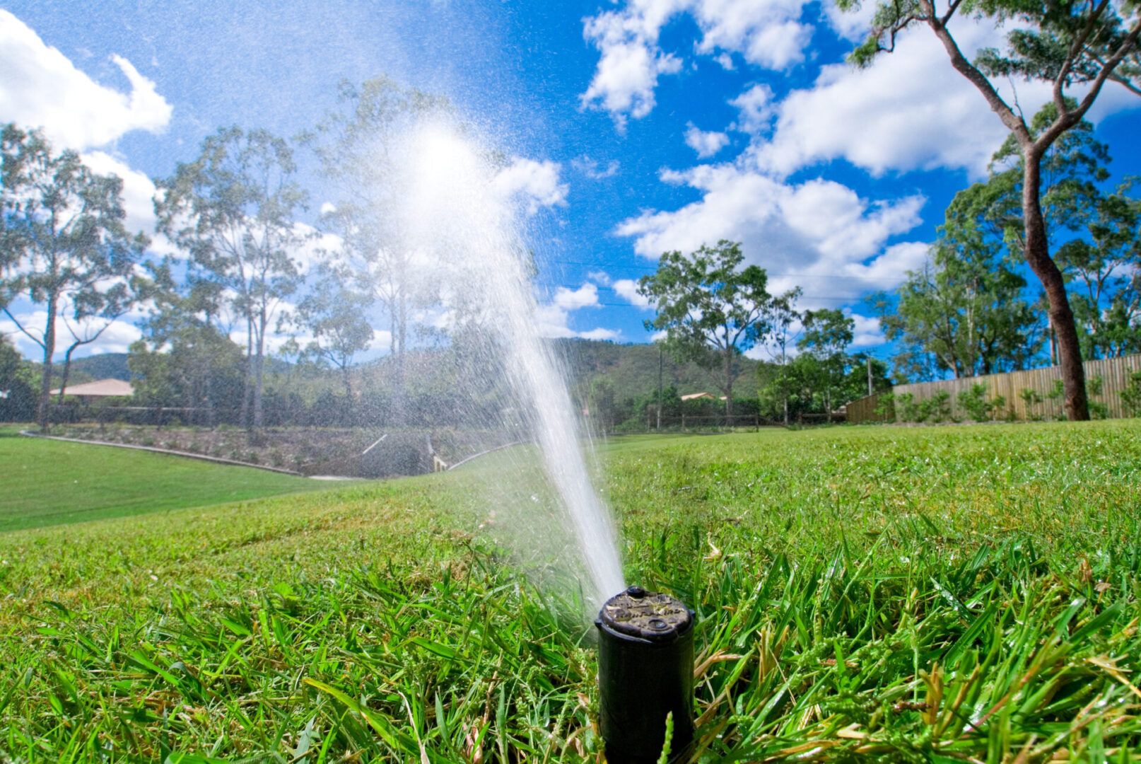 sprinkler system watering yard